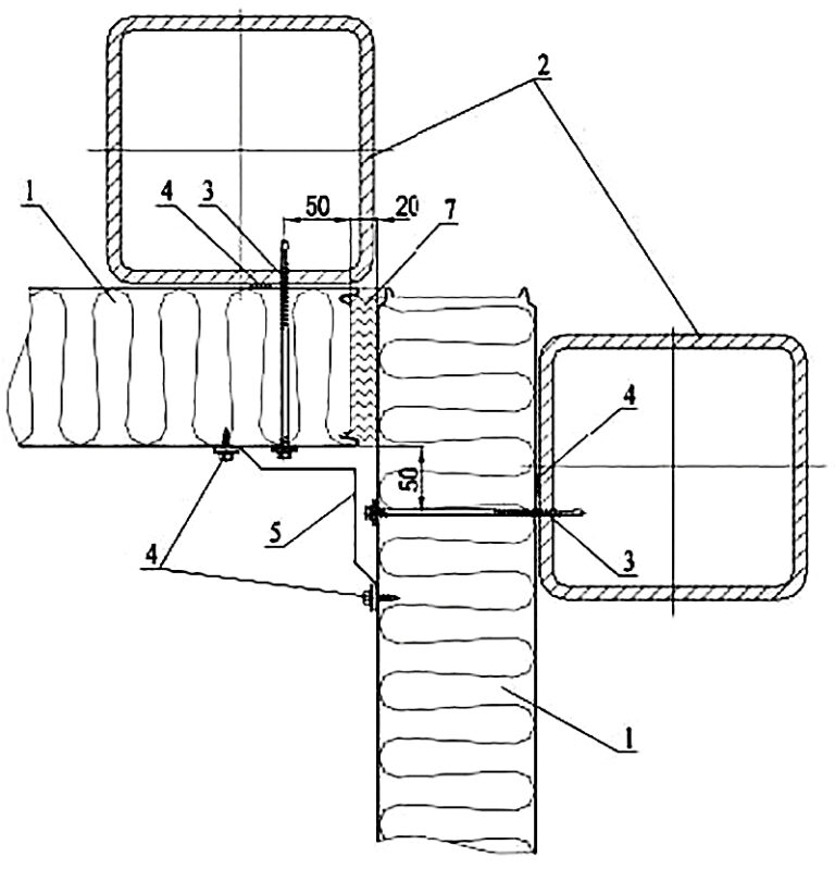 2-Knotenblech Panels. Inneneck
