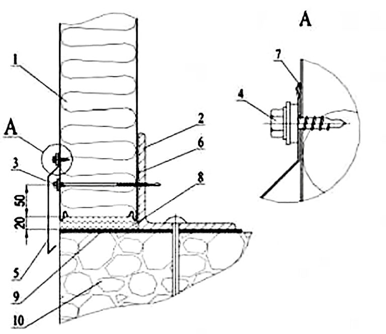 Die Verbindung der Paneele mit sockel. Prozessanschluss für das Fundament in den Hintern